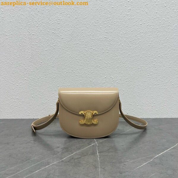 Replica Celine Besace Clea Bag in Beige Shiny Calfskin 9