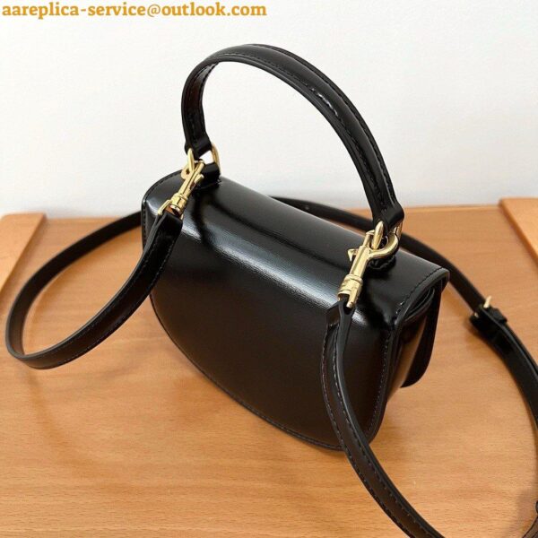 Replica Celine Besace Clea Bag in Black Shiny Calfskin 9