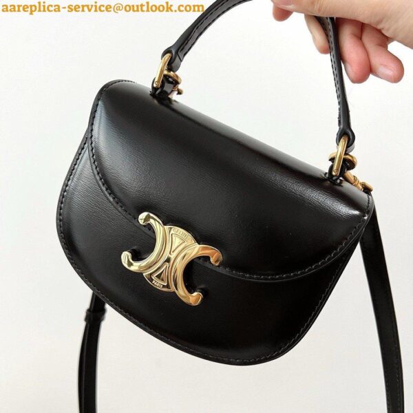 Replica Celine Besace Clea Bag in Black Shiny Calfskin 10