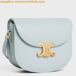 Replica Celine Besace Clea Bag in Light Blue Shiny Calfskin