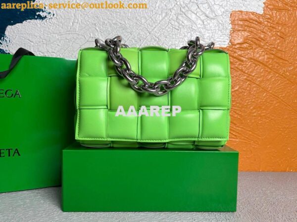 Replica Bottega Veneta BV 20206 Chain Cassette 631421 Grass green Silver 2