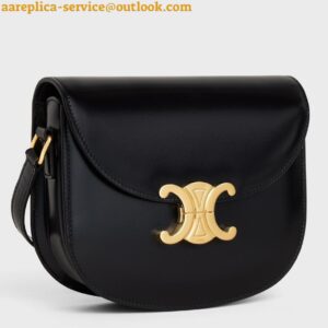 Replica Celine Besace Clea Chain Bag in Black Shiny Calfskin 2