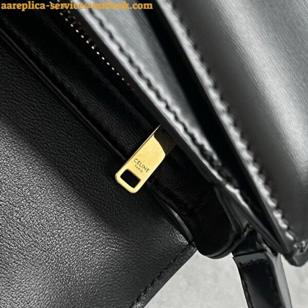 Replica Celine Besace Clea Chain Bag in Black Shiny Calfskin 4