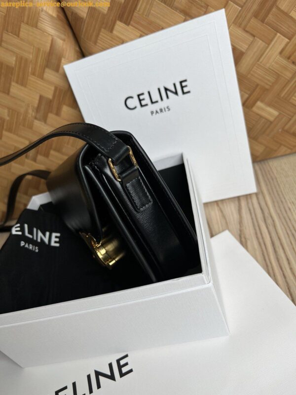 Replica Celine Besace Clea Chain Bag in Black Shiny Calfskin 7