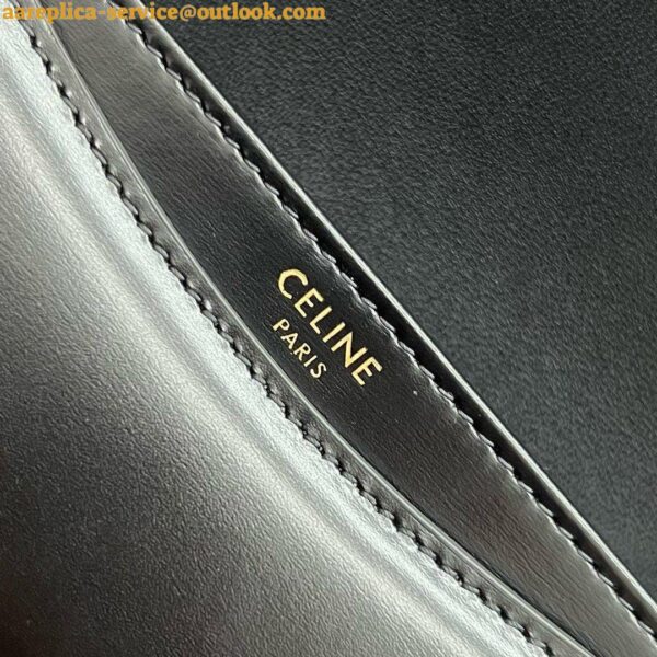 Replica Celine Besace Clea Chain Bag in Black Shiny Calfskin 12