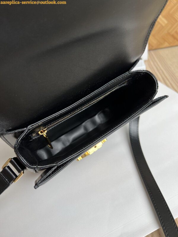 Replica Celine Besace Clea Chain Bag in Black Shiny Calfskin 11