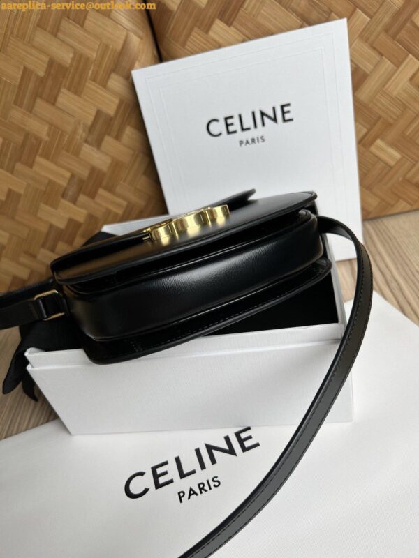 Replica Celine Besace Clea Chain Bag in Black Shiny Calfskin 15