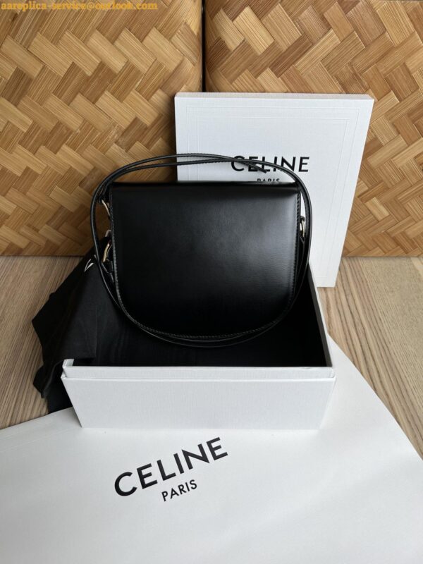 Replica Celine Besace Clea Chain Bag in Black Shiny Calfskin 14