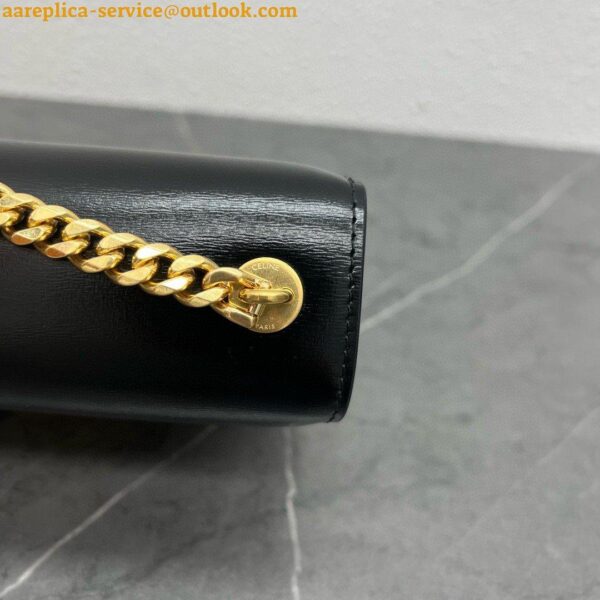 Replica Celine Besace Clea Chain Bag in Black Shiny Calfskin 17