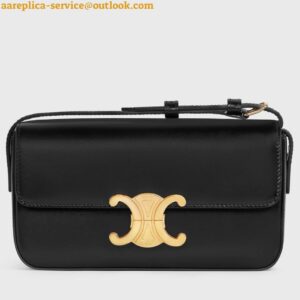 Replica Celine Claude Shoulder Bag in Black Triomphe Canvas 2