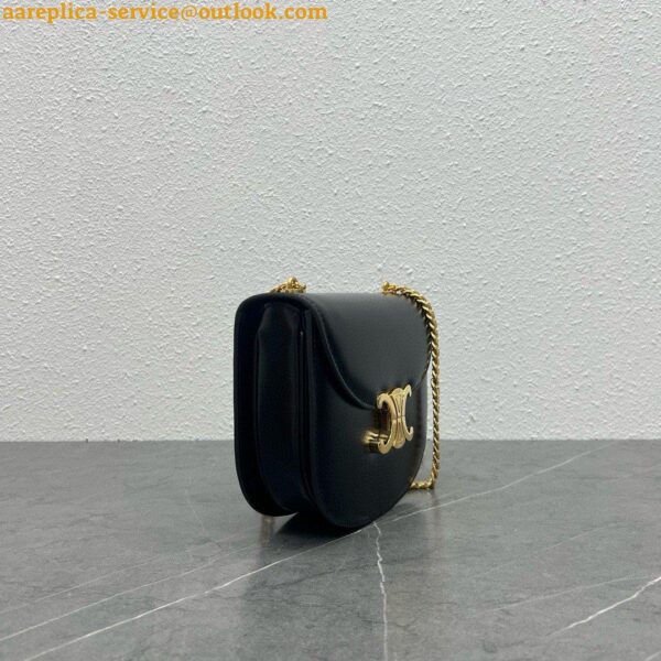 Replica Celine Besace Clea Chain Bag in Black Shiny Calfskin 25