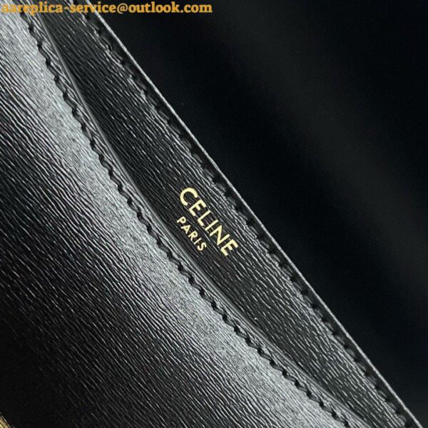 Replica Celine Besace Clea Chain Bag in Black Shiny Calfskin 25