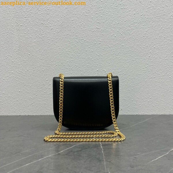 Replica Celine Besace Clea Chain Bag in Black Shiny Calfskin 26