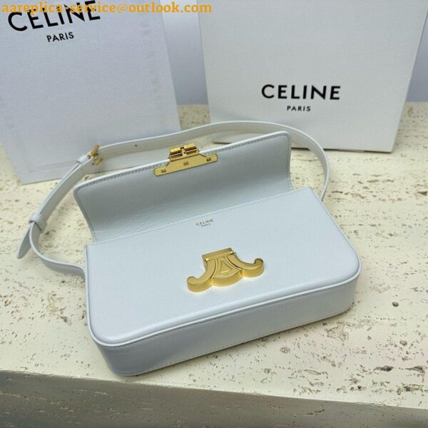 Replica Celine Claude Shoulder Bag in White Triomphe Canvas 7