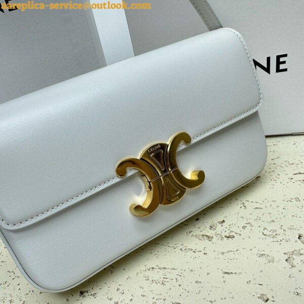 Replica Celine Claude Shoulder Bag in White Triomphe Canvas 13