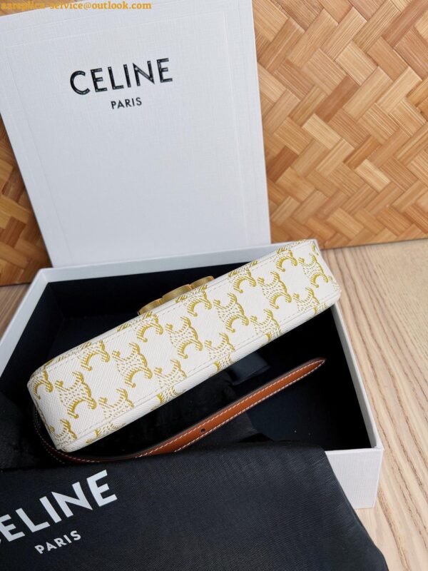 Replica Celine Claude Shoulder Bag in White Triomphe Canvas 22