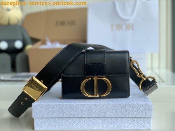 Replica Dior 30 Montaigne Avenue Bag In Black Box Calfskin 7