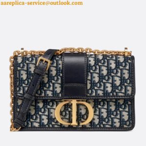 Replica Dior 30 Montaigne Avenue Bag In Blue Dior Oblique Jacquard 2