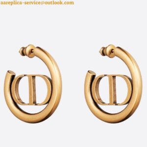 Replica Dior 30 Montaigne Hoop Earrings In Antique Gold-Finish Metal 2