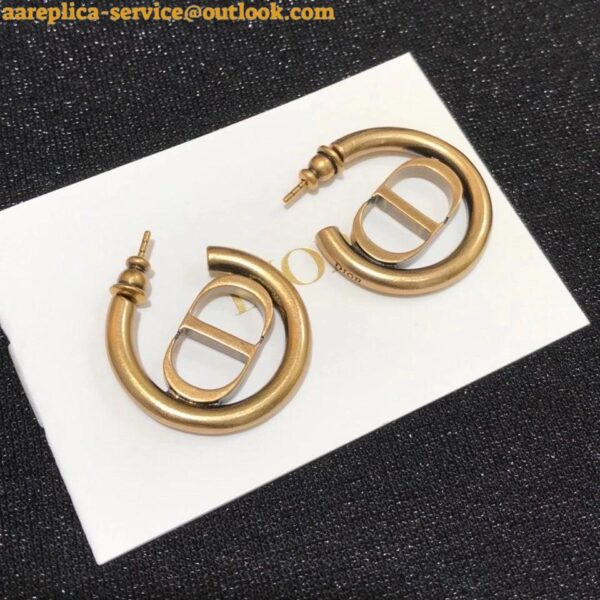 Replica Dior 30 Montaigne Hoop Earrings In Antique Gold-Finish Metal 4