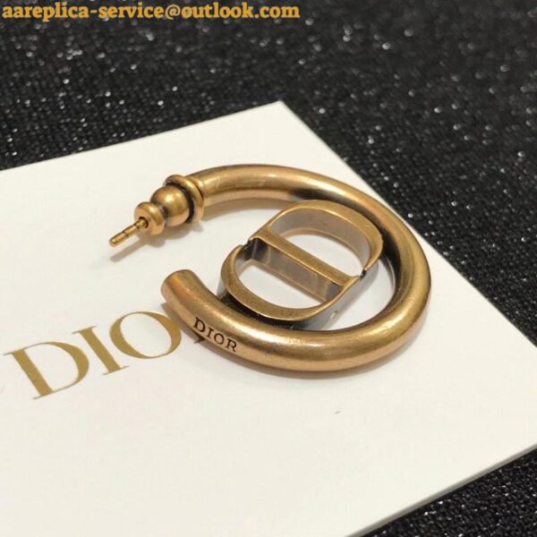 Replica Dior 30 Montaigne Hoop Earrings In Antique Gold-Finish Metal 6