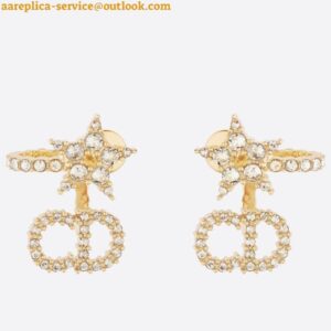 Replica Dior Clair D Lune Earrings In Gold-Finish Metal and White Crystals 2