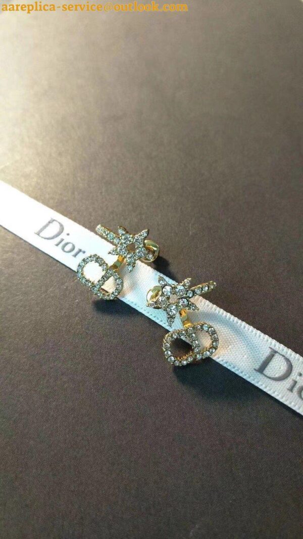 Replica Dior Clair D Lune Earrings In Gold-Finish Metal and White Crystals 7