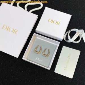 Replica Dior J'Adior Hoop Earrings In Antique Gold Metal and Crystals