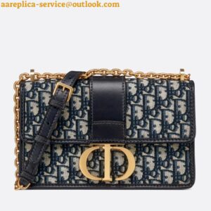 Replica Dior 30 Montaigne Bag with Chain in Blue Oblique Jacquard