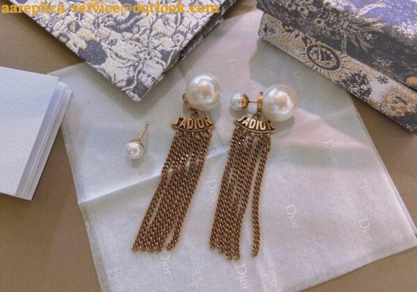 Replica Dior Tribales Chain Earrings In Antique Gold-Finish Metal 3