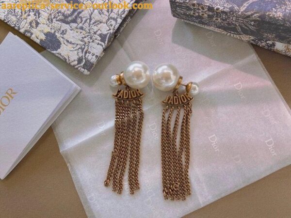 Replica Dior Tribales Chain Earrings In Antique Gold-Finish Metal 7