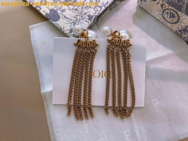 Replica Dior Tribales Chain Earrings In Antique Gold-Finish Metal 9