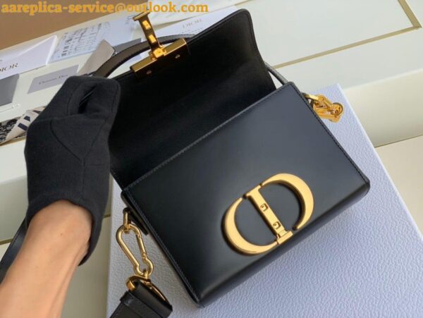 Replica Dior 30 Montaigne Box Bag In Black Box Calfskin 5