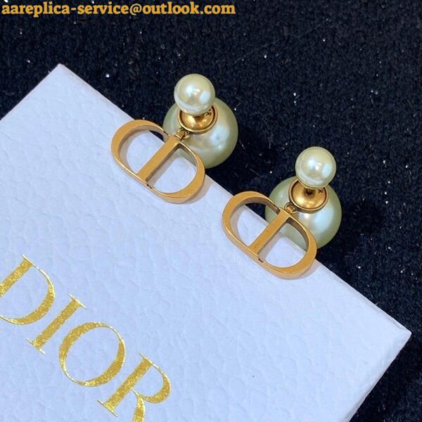 Replica Dior Tribales Earrings In Antique Gold-Finish Metal and White Resin Pearls 8