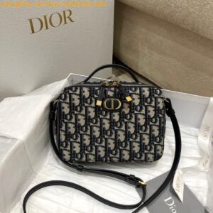 Replica Dior 30 Montaigne Box Bag In Blue Dior Oblique Canvas