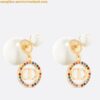 Replica Dior Tribales Earrings In Rose Gold Metal Pearls and Crystals