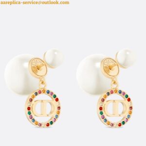 Replica Dior Tribales Earrings in Metal and White Pearls and Multicolor Crystals