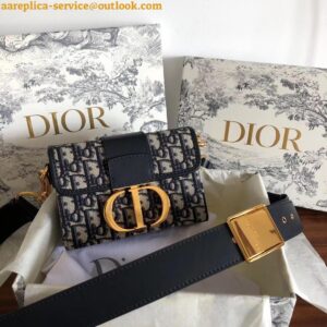 Replica Dior 30 Montaigne Box Bag In Blue Dior Oblique Jacquard