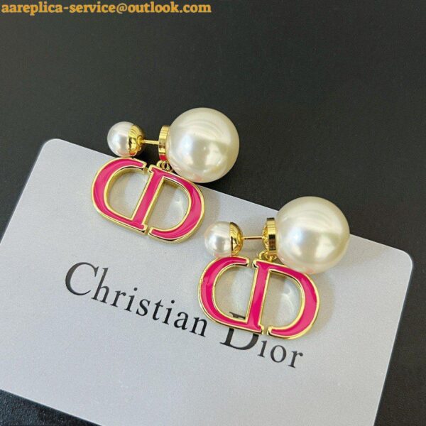 Replica Dior Tribales Earrings in Metal and White Pearls with Rani Pink Lacquer 3