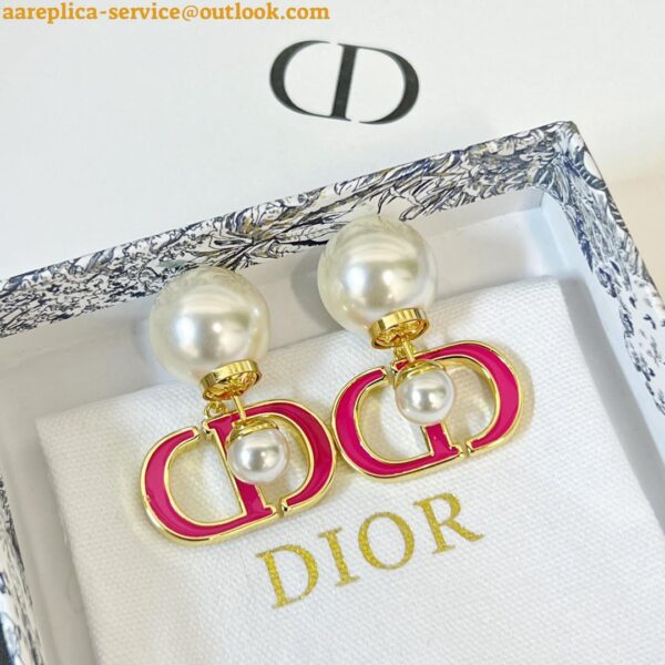 Replica Dior Tribales Earrings in Metal and White Pearls with Rani Pink Lacquer 7