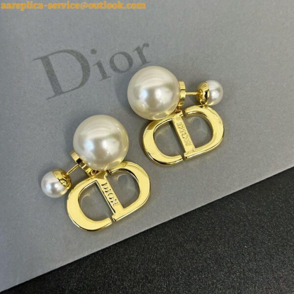 Replica Dior Tribales Earrings in Metal and White Pearls with Rani Pink Lacquer 6