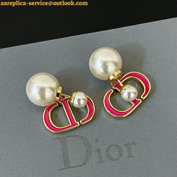 Replica Dior Tribales Earrings in Metal and White Pearls with Rani Pink Lacquer 7