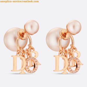 Replica Dior Tribales Earrings In Rose Gold Metal Pearls and Crystals