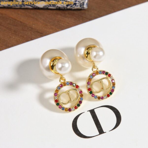 Replica Dior Tribales Earrings in Metal and White Pearls and Multicolor Crystals 26