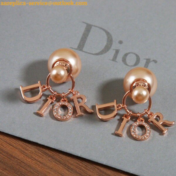 Replica Dior Tribales Earrings In Rose Gold Metal Pearls and Crystals 5