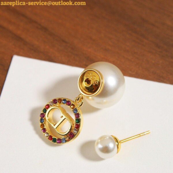 Replica Dior Tribales Earrings in Metal and White Pearls and Multicolor Crystals 27