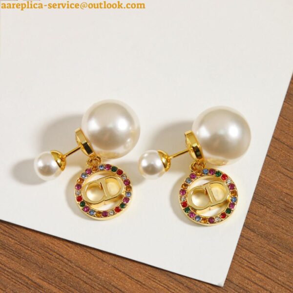 Replica Dior Tribales Earrings in Metal and White Pearls and Multicolor Crystals 28