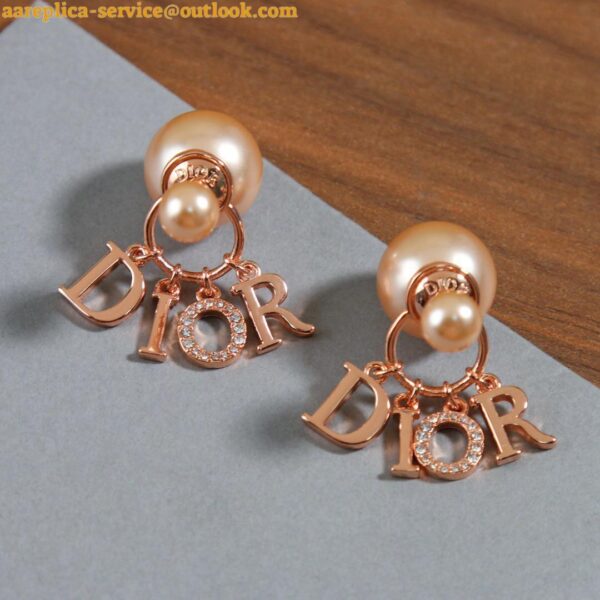 Replica Dior Tribales Earrings In Rose Gold Metal Pearls and Crystals 7