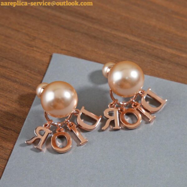 Replica Dior Tribales Earrings In Rose Gold Metal Pearls and Crystals 8