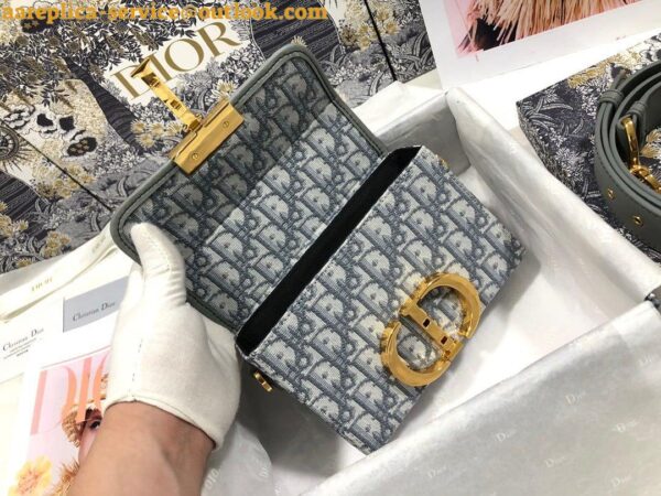 Replica Dior 30 Montaigne Box Bag In Gray Dior Oblique Jacquard 4